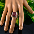 Indian Ruby Solitaire Italian 925 Silver Red Gemstone Edgy Modern Ring Jewelry