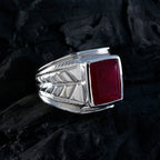 Indian Ruby Solitaire Italian 925 Silver Red Gemstone Edgy Modern Ring Jewelry