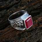 Indian Ruby Solitaire Italian 925 Silver Red Gemstone Edgy Modern Ring Jewelry