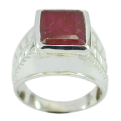 Indian Ruby Solitaire Italian 925 Silver Red Gemstone Edgy Modern Ring Jewelry