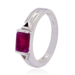 Indian Ruby Solitaire Egyptian Sterling Silver Red Gemstone Slim Abstract Ring Jewellery