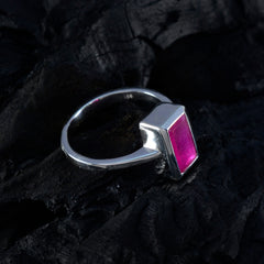 Indian Ruby Solitaire Moroccan Silver Red Gemstone Slim Modern Ring Jewellery