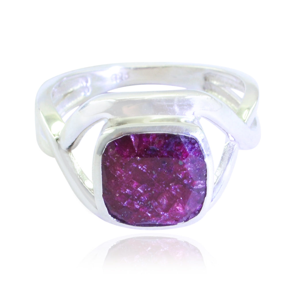 Indian Ruby Solitaire Russian Silver Red Gemstones Minimal Abstract Ring Jewellery