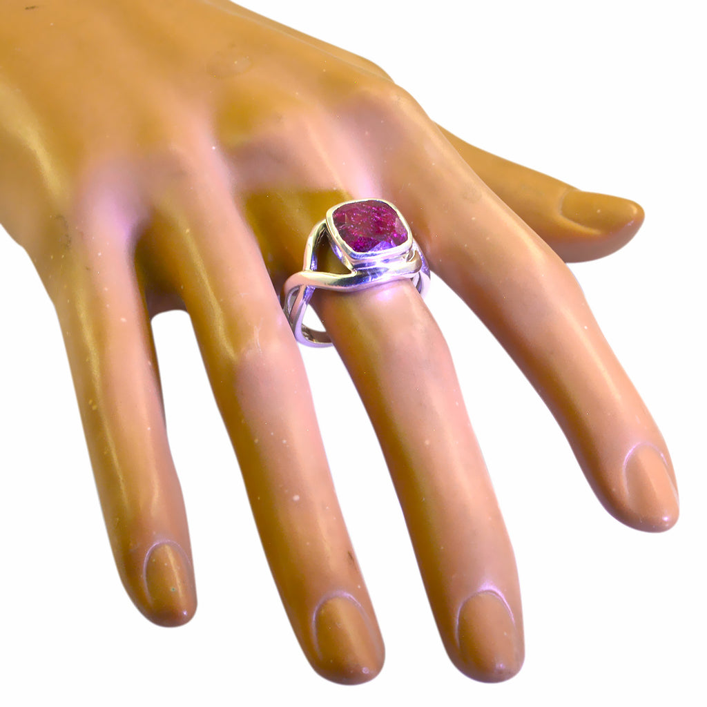 Indian Ruby Solitaire Russian Silver Red Gemstones Minimal Abstract Ring Jewellery