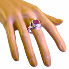 Indian Ruby Solitaire Russian Silver Red Gemstones Minimal Abstract Ring Jewellery