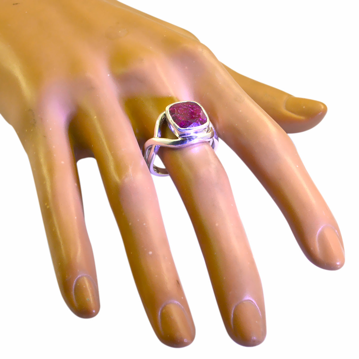 Indian Ruby Solitaire Russian Silver Red Gemstones Minimal Abstract Ring Jewellery