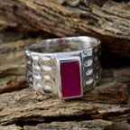 Indian Ruby Solitaire Egyptian 92.5 Silver Red Gemstones Mid weight Signet Ring Jewellery