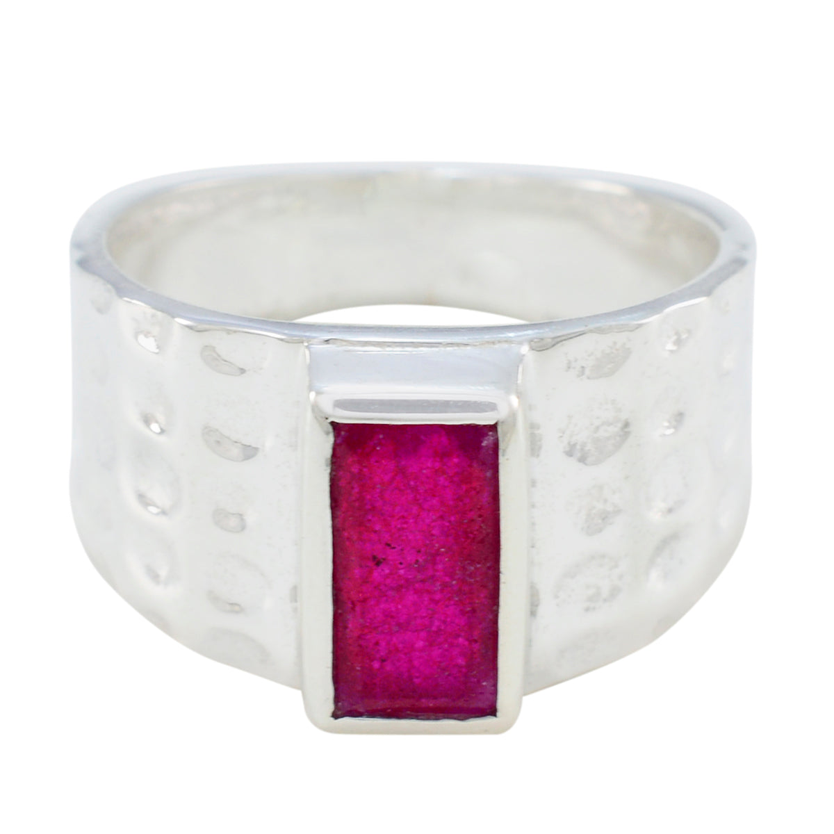 Indian Ruby Solitaire Egyptian 92.5 Silver Red Gemstones Mid weight Signet Ring Jewellery