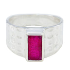 Indian Ruby Solitaire Egyptian 92.5 Silver Red Gemstones Mid weight Signet Ring Jewellery