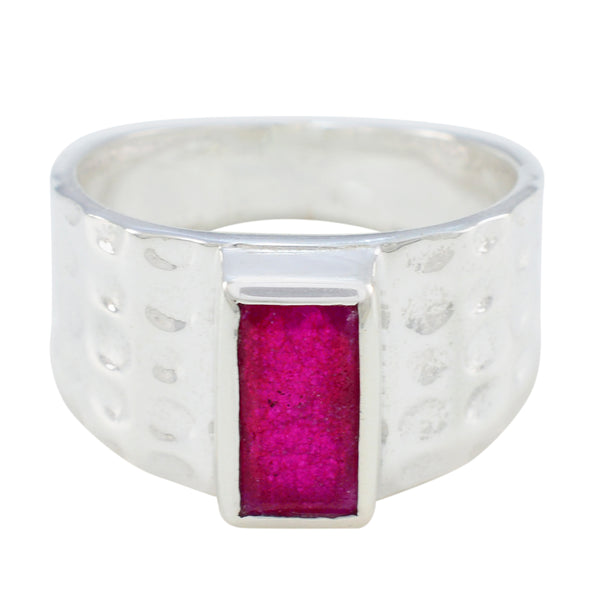 Indian Ruby Solitaire Egyptian 92.5 Silver Red Gemstones Mid weight Signet Ring Jewellery