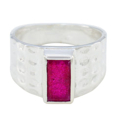 Indian Ruby Solitaire Egyptian 92.5 Silver Red Gemstones Mid weight Signet Ring Jewellery