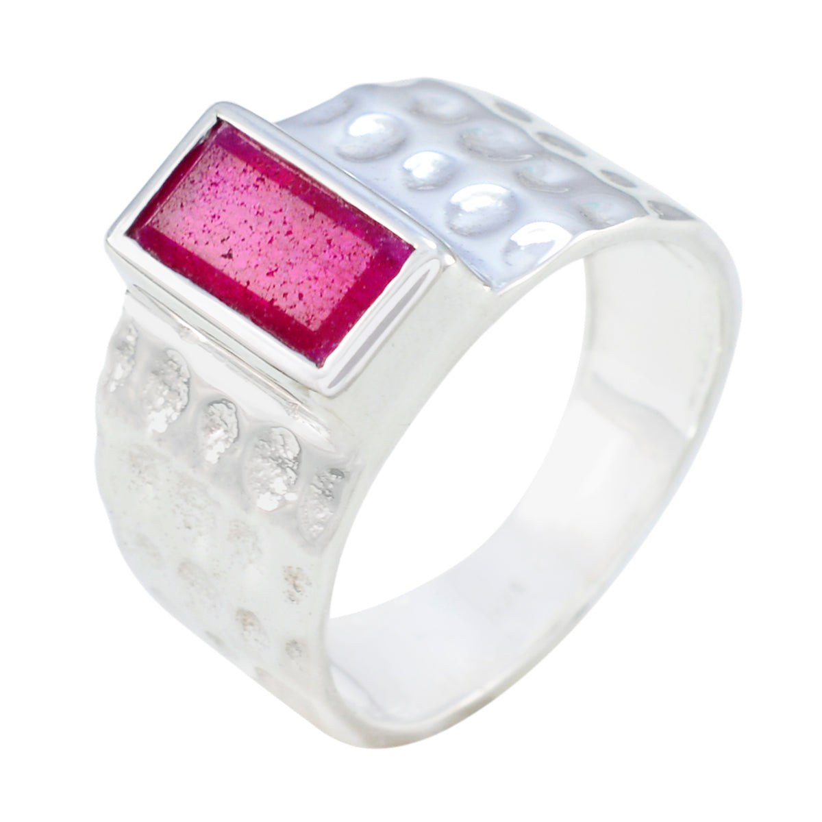 Indian Ruby Solitaire Egyptian 92.5 Silver Red Gemstones Mid weight Signet Ring Jewellery