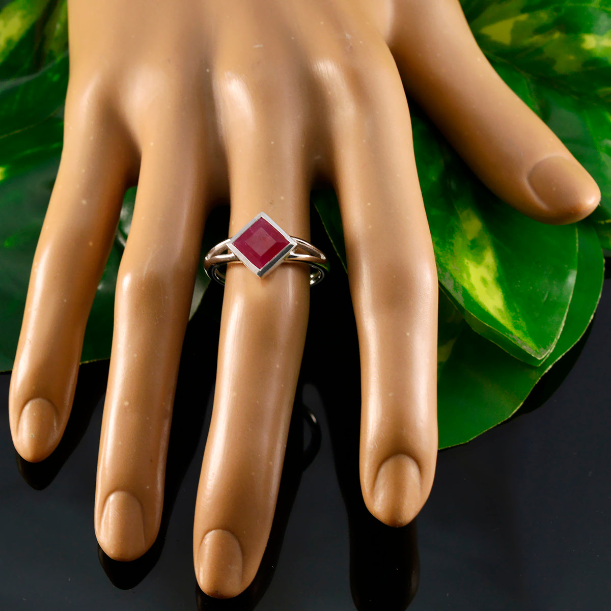 Indian Ruby Solitaire Turkish 925 Sterling Silver Red Gemstone Dainty Sophisticated Ring Jewelry