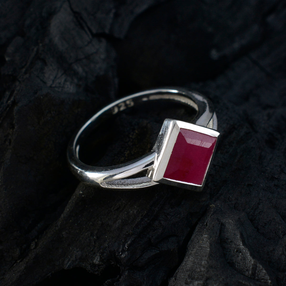 Indian Ruby Solitaire Turkish 925 Sterling Silver Red Gemstone Dainty Sophisticated Ring Jewelry