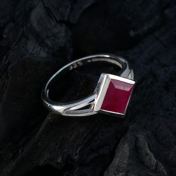 Indian Ruby Solitaire Turkish 925 Sterling Silver Red Gemstone Dainty Sophisticated Ring Jewelry