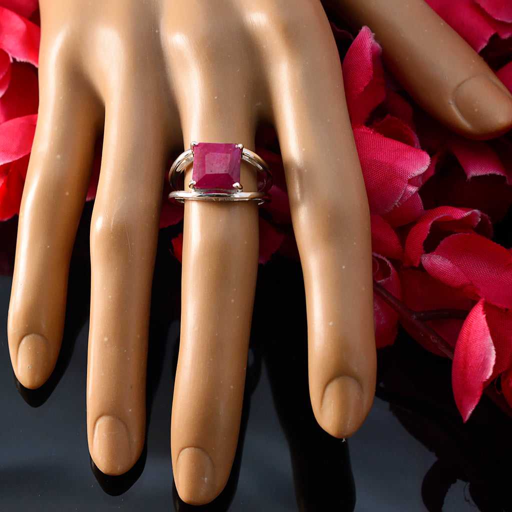 Indian Ruby Solitaire French Sterling Silver Red Gems Tiny Contemporary Ring Jewellery