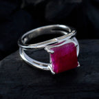 Indian Ruby Solitaire French Sterling Silver Red Gems Tiny Contemporary Ring Jewellery