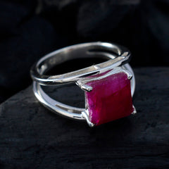 Indian Ruby Solitaire French Sterling Silver Red Gems Tiny Contemporary Ring Jewellery