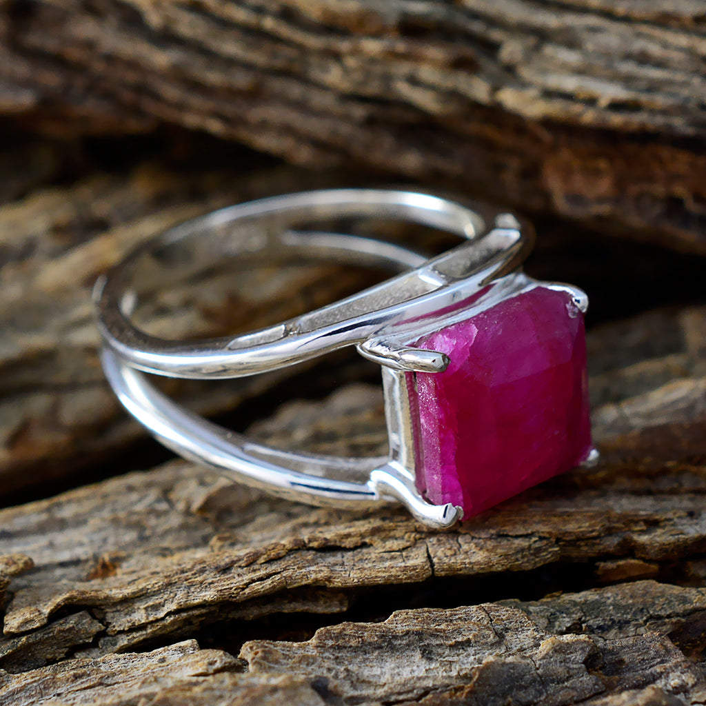 Indian Ruby Solitaire French Sterling Silver Red Gems Tiny Contemporary Ring Jewellery