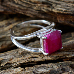 Indian Ruby Solitaire French Sterling Silver Red Gems Tiny Contemporary Ring Jewellery