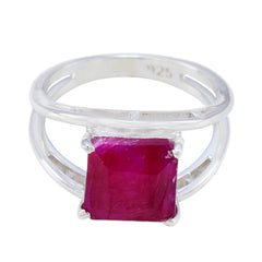 Indian Ruby Solitaire French Sterling Silver Red Gems Tiny Contemporary Ring Jewellery