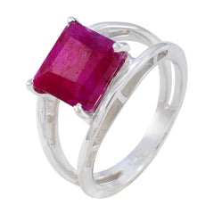 Indian Ruby Solitaire French Sterling Silver Red Gems Tiny Contemporary Ring Jewellery
