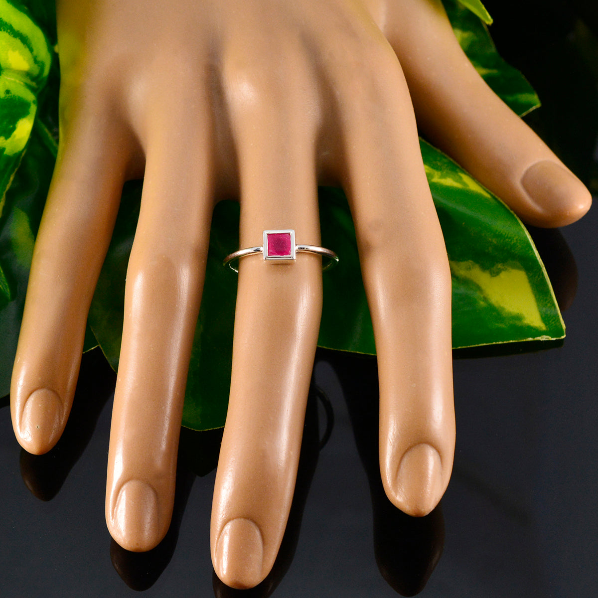 Indian Ruby Solitaire Turkish Sterling Silver Red Gems Elegant  Trendy Ring Jewellery