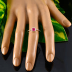 Indian Ruby Solitaire Turkish Sterling Silver Red Gems Elegant  Trendy Ring Jewellery