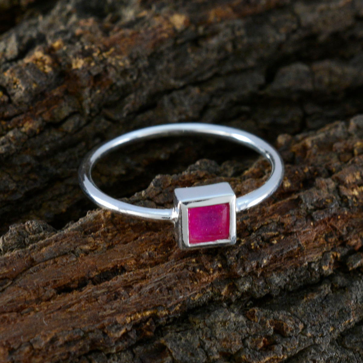 Indian Ruby Solitaire Turkish Sterling Silver Red Gems Elegant  Trendy Ring Jewellery