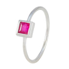 Indian Ruby Solitaire Turkish Sterling Silver Red Gems Elegant  Trendy Ring Jewellery