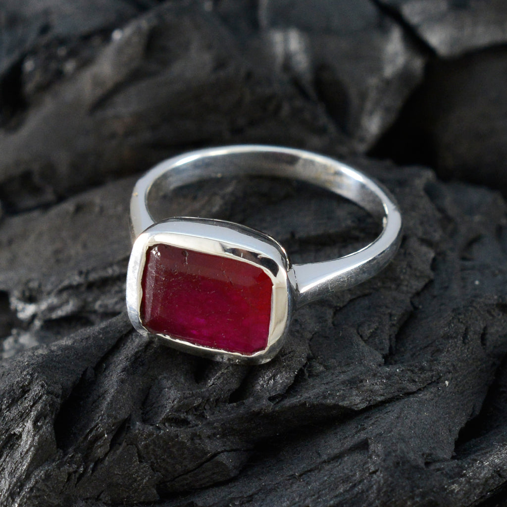 Indian Ruby Solitaire Moroccan 925 Sterling Silver Red Gemstone Slim Luxurious Ring Jewellery