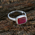 Indian Ruby Solitaire Moroccan 925 Sterling Silver Red Gemstone Slim Luxurious Ring Jewellery