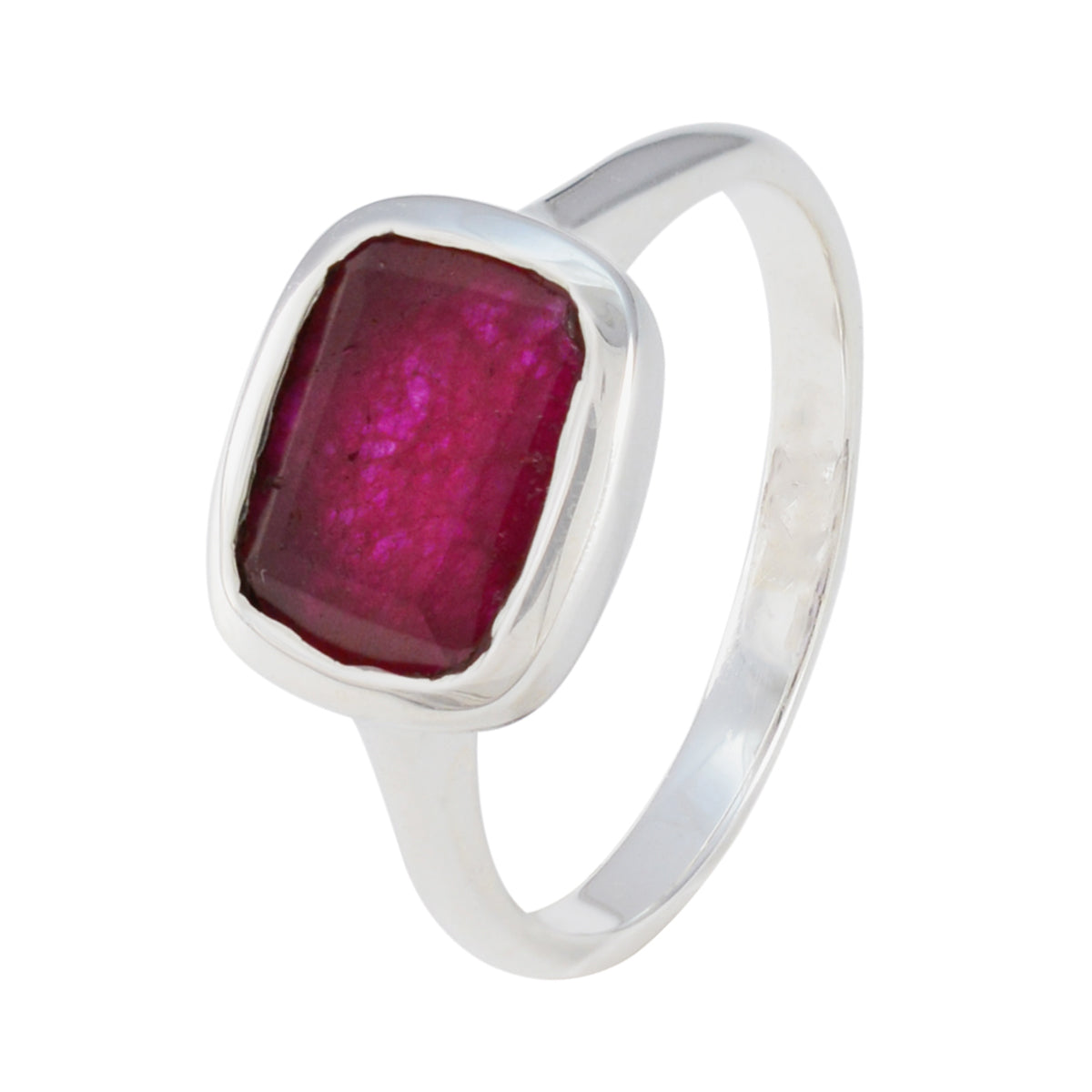 Bague fine et luxueuse en argent sterling 925 avec solitaire en rubis indien et pierre précieuse rouge marocaine Image secondaire du produit