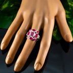 Indian Ruby Navratna German Sterling Silver Red Gemstones Classic Signet Ring Jewellery
