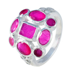 Indian Ruby Navratna German Sterling Silver Red Gemstones Classic Signet Ring Jewellery