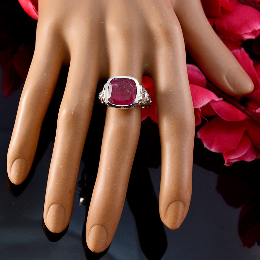 Indian Ruby Halo Egyptian 92.5 Silver Red Gemstone Minimal Fairytale Ring Jewelry