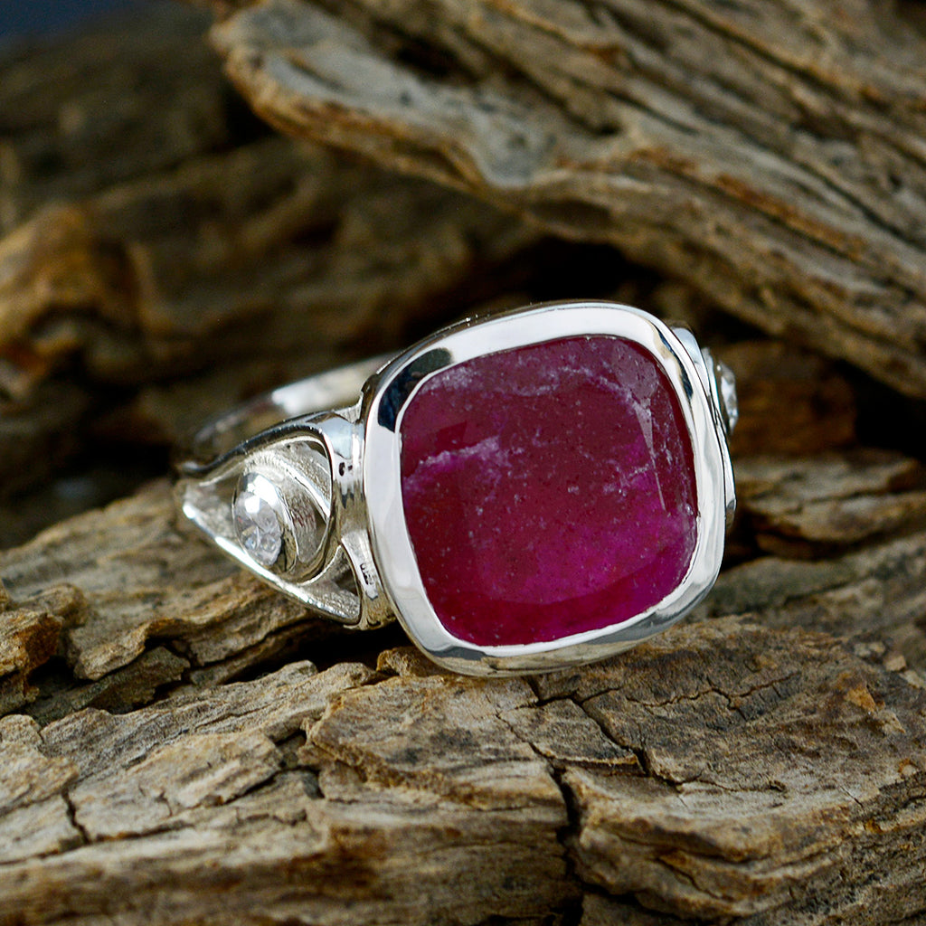 Indian Ruby Halo Egyptian 92.5 Silver Red Gemstone Minimal Fairytale Ring Jewelry