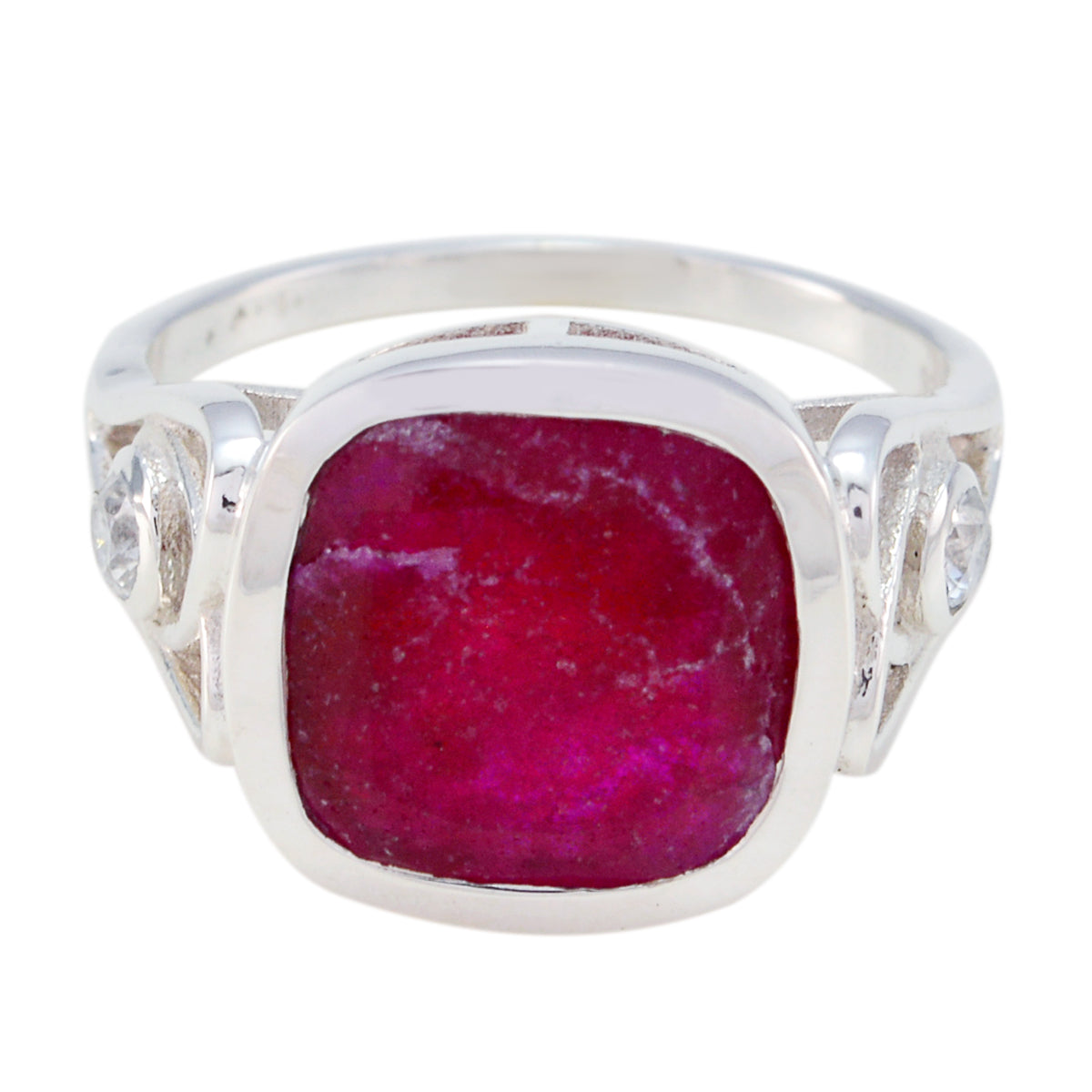 Indian Ruby Halo Egyptian 92.5 Silver Red Gemstone Minimal Fairytale Ring Jewelry