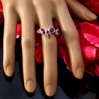 Indian Ruby Penta American Silver Red Gems Whisper thin Contemporary Ring Jewellery