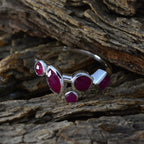 Indian Ruby Penta American Silver Red Gems Whisper thin Contemporary Ring Jewellery