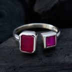 Indian Ruby Toi et Moi African 925 Sterling Silver Red Gemstone Featherlight Modern Ring Jewellery