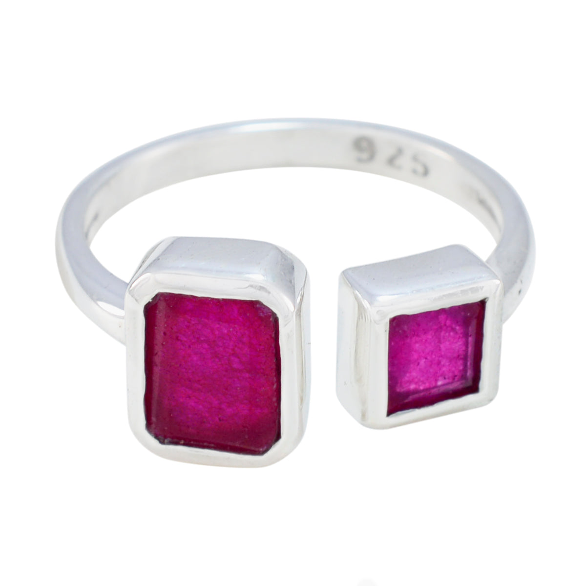 Indian Ruby Toi et Moi African 925 Sterling Silver Red Gemstone Featherlight Modern Ring Jewellery Image principale du produit