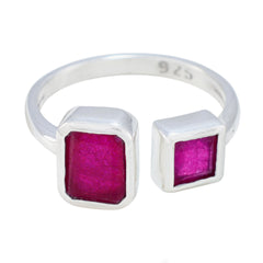 Indian Ruby Toi et Moi African 925 Sterling Silver Red Gemstone Featherlight Modern Ring Jewellery