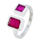 Indian Ruby Toi et Moi African 925 Sterling Silver Red Gemstone Featherlight Modern Ring Jewellery