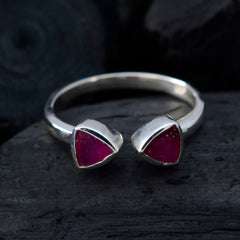 Indian Ruby Toi et Moi Turkish 925 Sterling Silver Red Gemstones Dainty Contemporary Ring Jewelry