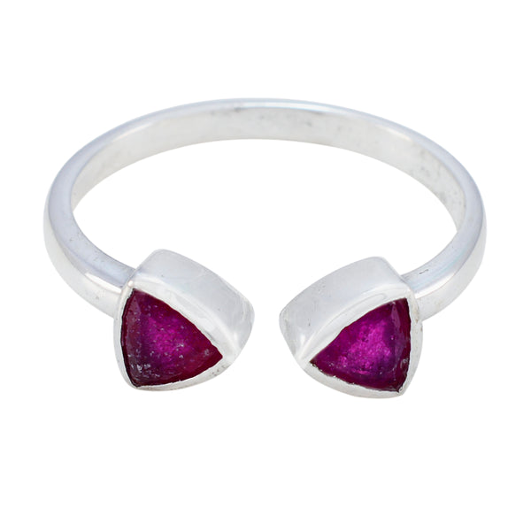 Indian Ruby Toi et Moi Turkish 925 Sterling Silver Red Gemstones Dainty Contemporary Ring Jewelry