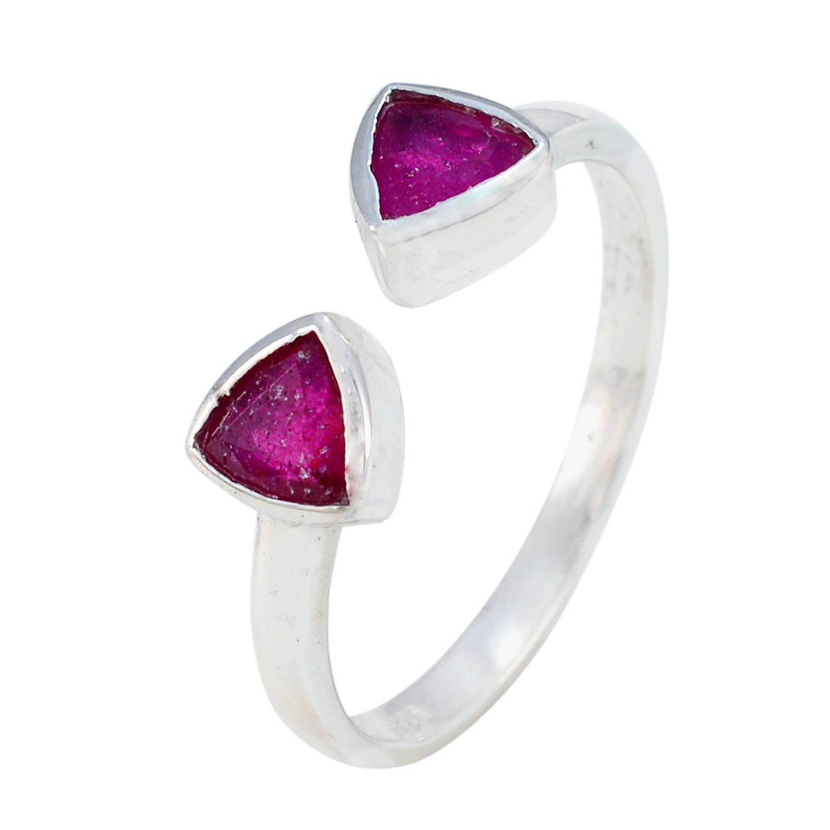 Indian Ruby Toi et Moi Turkish 925 Sterling Silver Red Gemstones Dainty Contemporary Ring Jewelry Второстепенное изображение товара