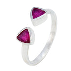 Indian Ruby Toi et Moi Turkish 925 Sterling Silver Red Gemstones Dainty Contemporary Ring Jewelry