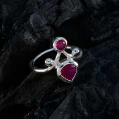 Indian Ruby Toi et Moi Egyptian 925 Silver Red Gems Tiny Fairytale Ring Jewellery