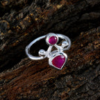 Indian Ruby Toi et Moi Egyptian 925 Silver Red Gems Tiny Fairytale Ring Jewellery